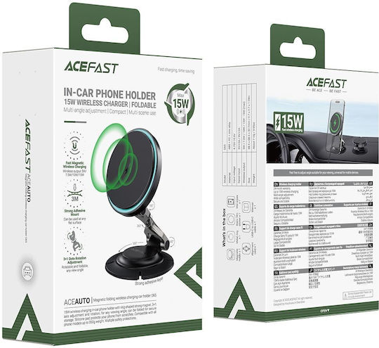 Acefast Car Mobile Mount with Magnet and Wireless Charging Black