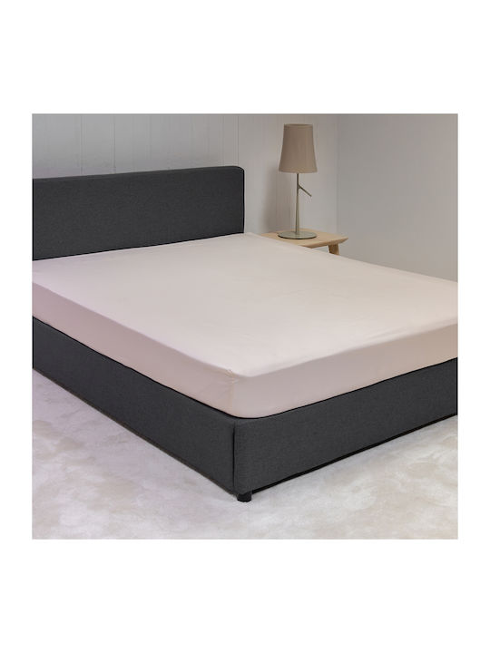 Naf Naf Unique Set Double Bed Sheets With Rubber Hugger 160x200+35cm Light Beige 4 Pieces