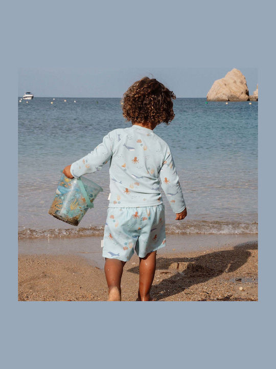 Little Dutch Kids Swimwear Rashguard With Long Sleeve Light Blue