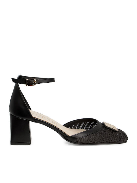 Leather Heels With Medium Black Heel