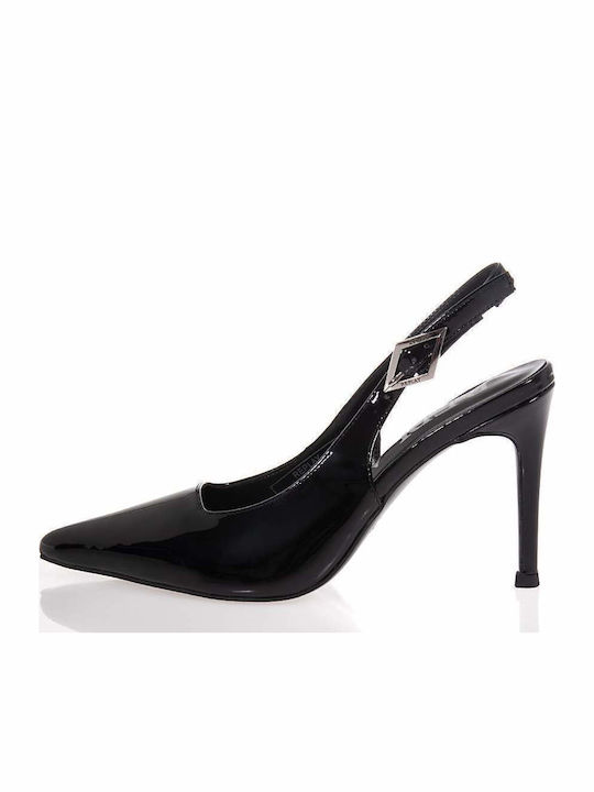 Martine Pointed Toe Heels in Black Patent Leather