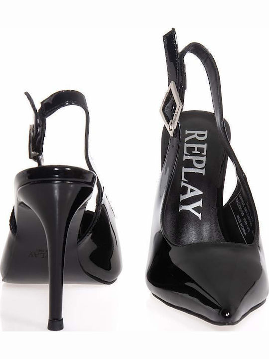 Martine Pointed Toe Heels in Black Patent Leather