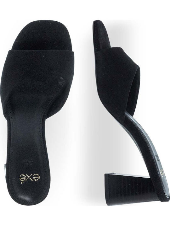 Leather Mules With Heel In Black Colour