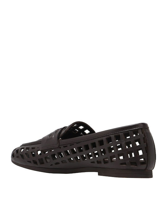 Leather Women's Loafers in Brown Colour