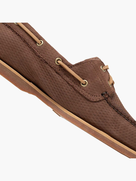 Leather Men's Boat Shoes in Brown Colour