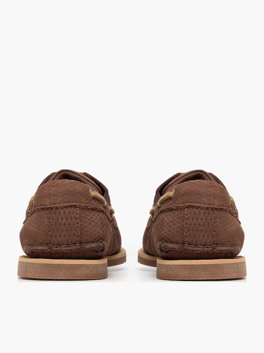 Leather Men's Boat Shoes in Brown Colour