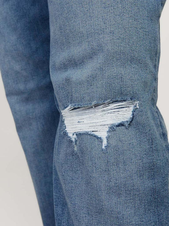 Men's Elastic Jeans Pants with Slim Fit Blue
