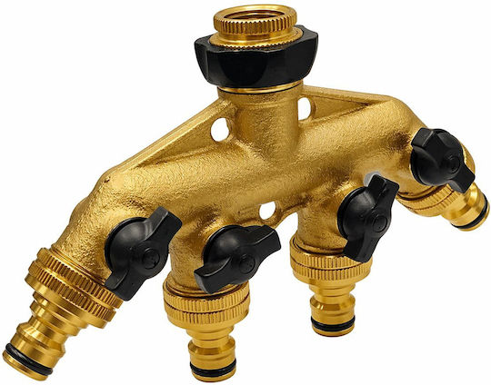 Water Distributor Tap Manifold 1/2" 4 Outlets 3/4" Switch Fg80330 Ipierre