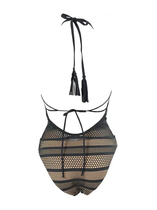 One Piece Swimsuit Push Up Black