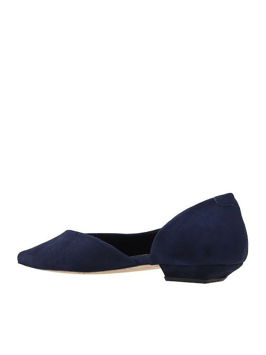 Suede Women's Ballerina Shoes in Blue Colour