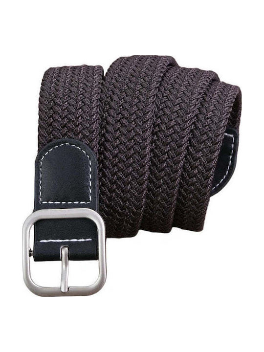Wide Elastic Men's Knitted Belt Brown