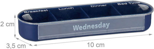 Organizator Săptămânal de Pastile Relaxdays Containere Detasabile 4 Compartimente Alb Albastru 10 X 4.5 X 2 Cm
