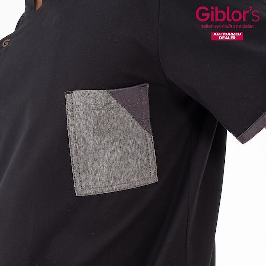 Giblor's Σακάκι Σεφ 100% Βαμβάκι Μαύρο με Κοντό Μανίκι