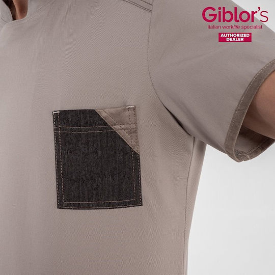 Giblor's Chef Coat 100% Cotton Beige with Short Sleeve