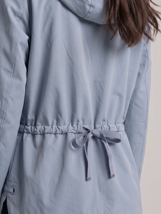 Jachetă Damă Parka pentru Primăvară/Toamnă Bleu