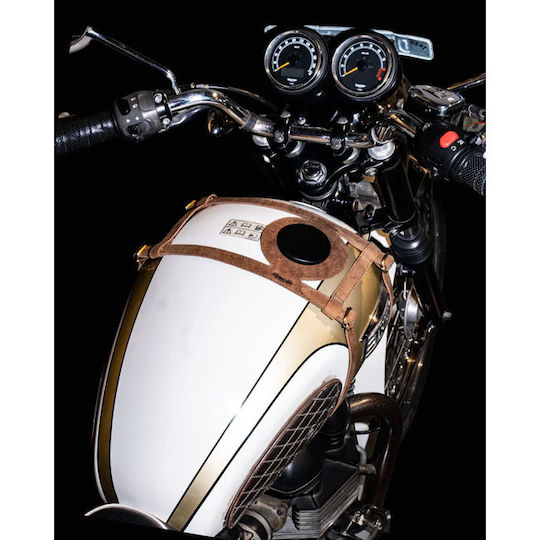Tripmachine Leather Motorcycle Tank Straps Side Mount Triumph Bonneville Brown Tank Strap Right Side Fuel Inlet Tobacco