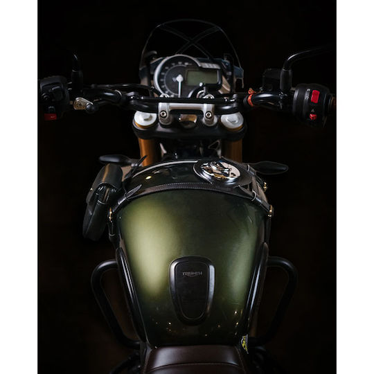 Tripmachine Leather Motorcycle Tank Straps Triumph Scrambler 400 Speed 400 Speed T4 Black Tank Straps Black