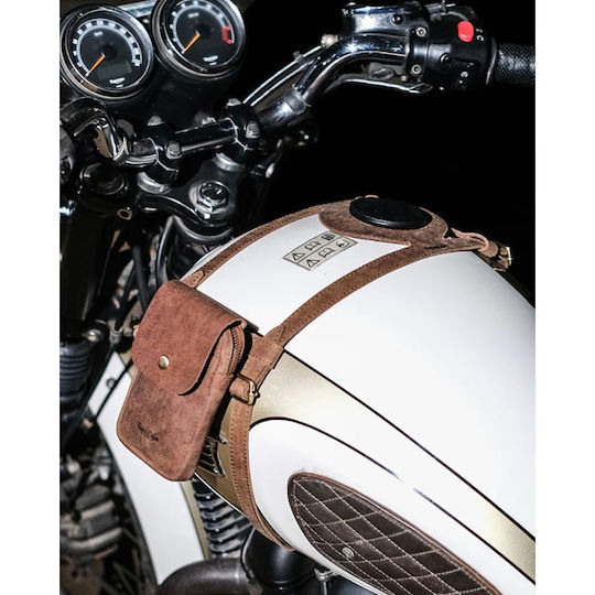 Tripmachine Leather Motorcycle Tank Straps Side Mount Triumph Bonneville Brown Tank Strap Right Side Fuel Inlet Tobacco