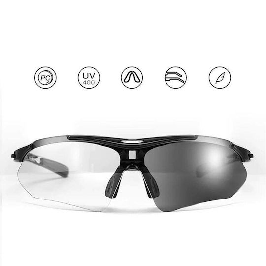 Rockbros Cycling Glasses With Black Frame and Photochromic Lenses