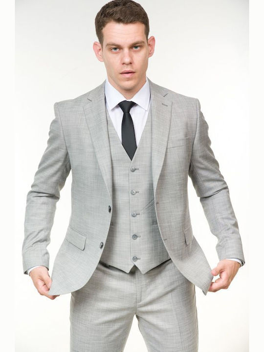 Men's Suit with Vest Gray