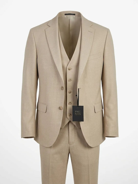 Men's Groom's Suit with Beige Vest