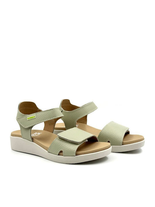 Sawi Willer Negro Leather Women's Flat Sandals Flatforms Green