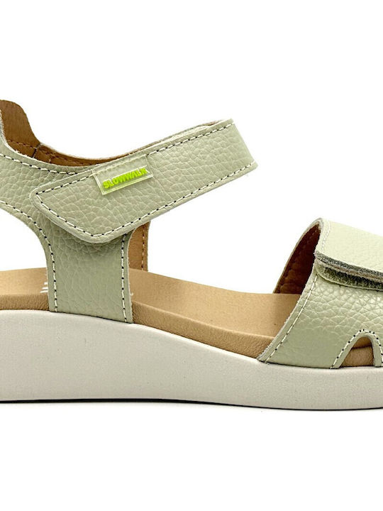 Sawi Willer Negro Leather Women's Flat Sandals Flatforms Green