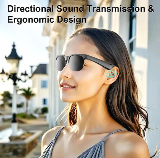 Cycling Glasses Mlk+ Yj02 Smart Bluetooth YJ02-Black with Black Frame and Dark Lenses