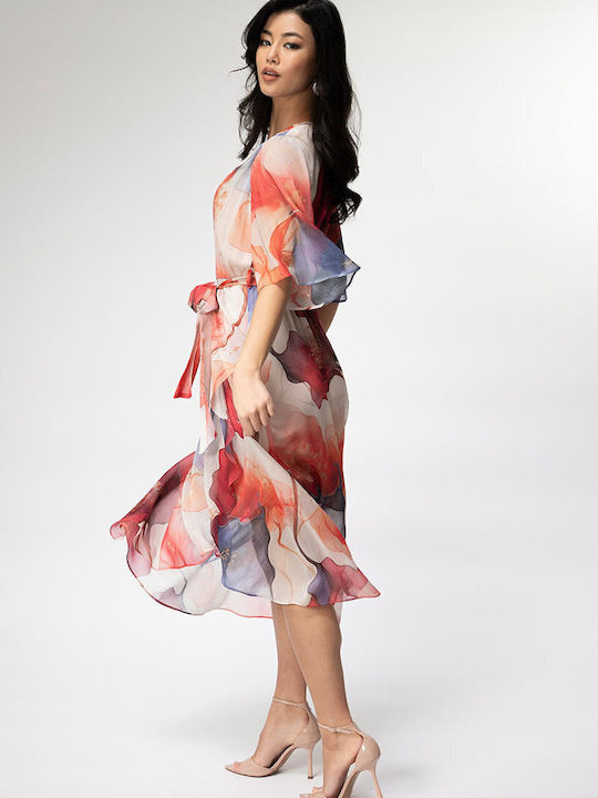 Mandy Rochie Midi De Seară Drapată Wrap-Around Roșie