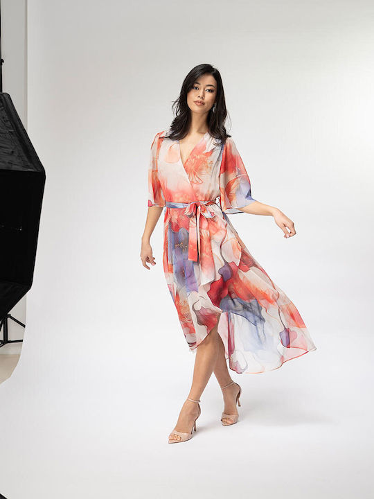 Mandy Rochie Midi De Seară Drapată Wrap-Around Roșie