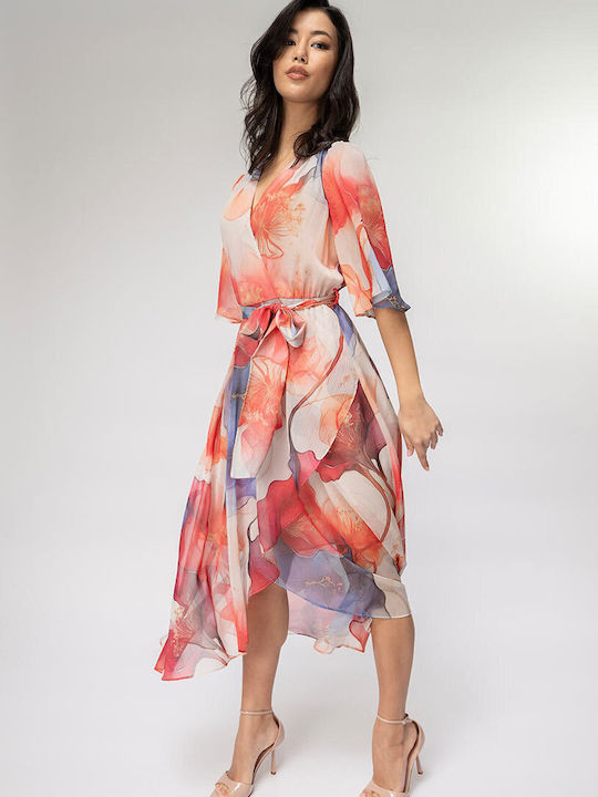 Mandy Rochie Midi De Seară Drapată Wrap-Around Roșie