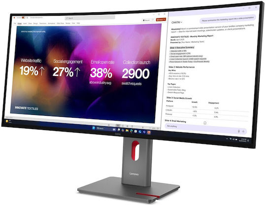 Lenovo ThinkVision P40WD-40 Monitor Ultrawide IPS HDR Curbat 39.7" 5120x2160 cu Timp de Răspuns 4ms GTG