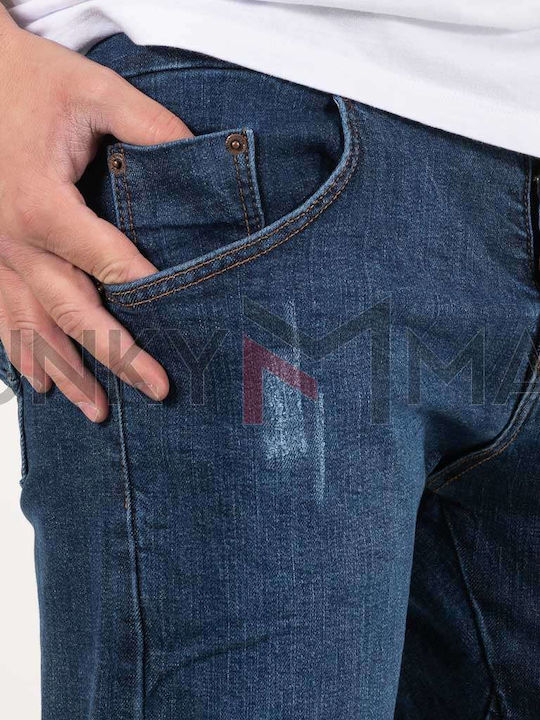 Ανδρικό Παντελόνι Τζιν Ελαστικό με Skinny Εφαρμογή Μπλε