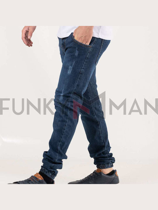 Ανδρικό Παντελόνι Τζιν Ελαστικό με Skinny Εφαρμογή Μπλε