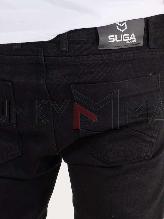 Men's Elastic Jeans Pants with Skinny Fit Black