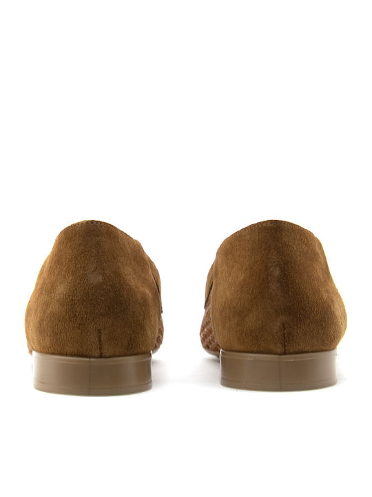 Leather Women's Moccasins in Tabac Brown Colour