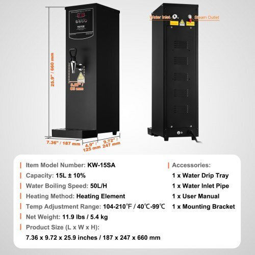 Vevor Professioneller Buffet Wasserkocher mit Gewicht 50lt 1.5kW