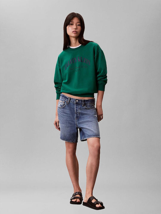 Logo Graphic Lang Damen Sweatshirt Grün