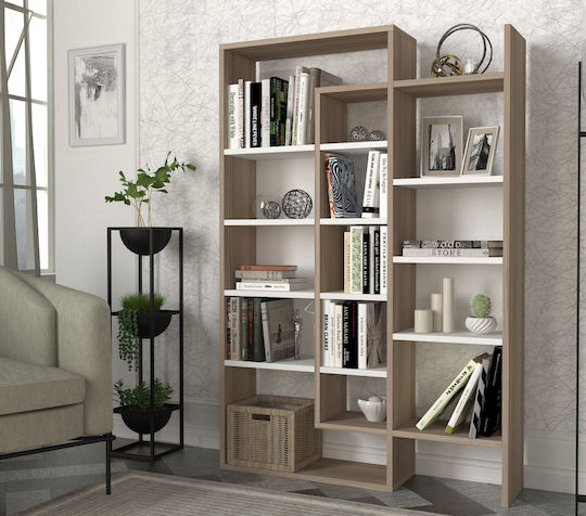 Geo Space Bookcase White-Brown 94.2x22x139.5 cm