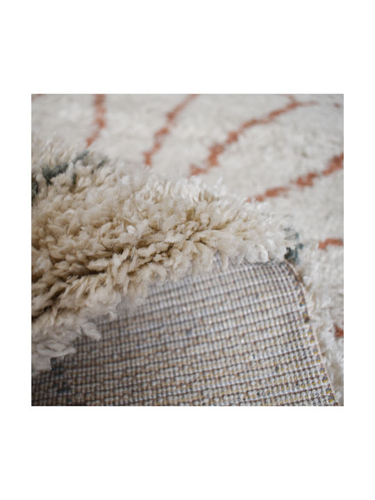 Noelia Geometric Living Room Rug Rectangular Shaggy Cream-Multi 130x180cm