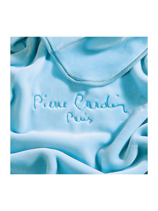 Pierre Cardin Nancy Ster 545 Samtige Decke Übergröße 220x240cm Hellblau