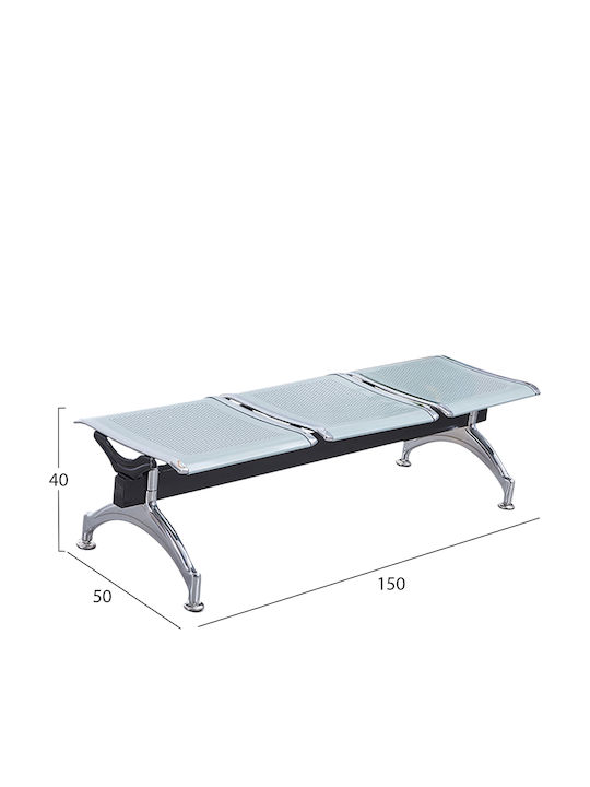 Scaun de Așteptare cu Trei Locuri în Culoare Gri 150x50x40cm Scaun de Așteptare cu Trei Locuri în Culoare Gri 150x50x40cm