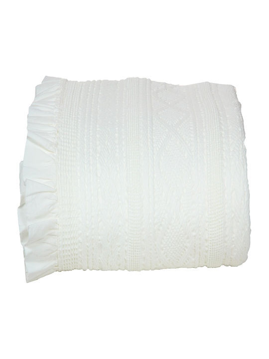 Down Town Home 454 Pique Blanket Double 230x260cm with Fringes White