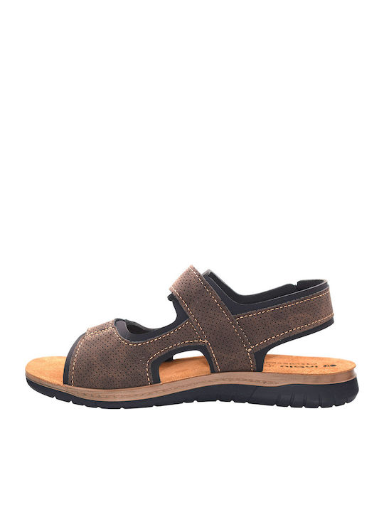 Leather Men's Sandals In Brown Color