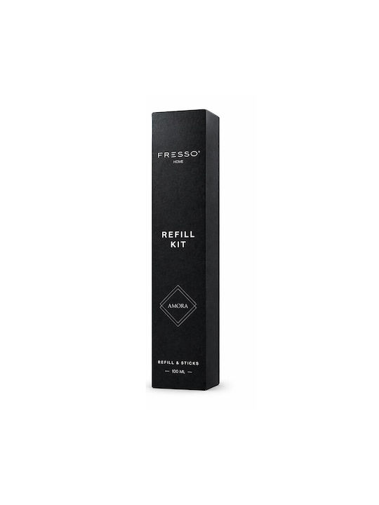Fresso Amora Perfume Refill Kit 100 Ml Premium Home Fragrance 6 Black Fiberglass Sticks Reed Disseminator 1 Piece 390051/fre Fresso 5905979390051
