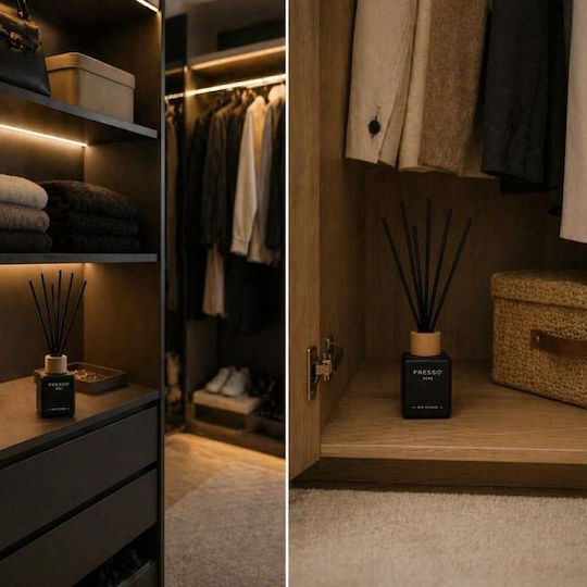 Fresso Home Fragrance Stick Cadence 100 Ml Premium Home Reed Disseminator Flowscent Black Glass Bottle Black Fiberglass Sticks 1 Piece 390006/fre Fresso 5905979390006