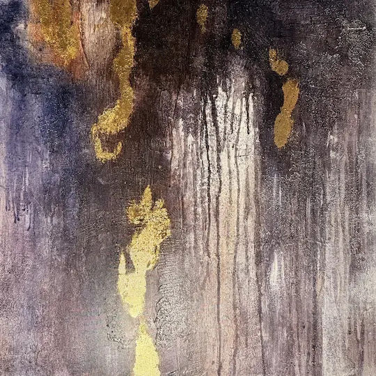COSMOLight Gemälde Segeltuch Sulfur Weiß Blau Gold 100x150 cm Weiß Champagne