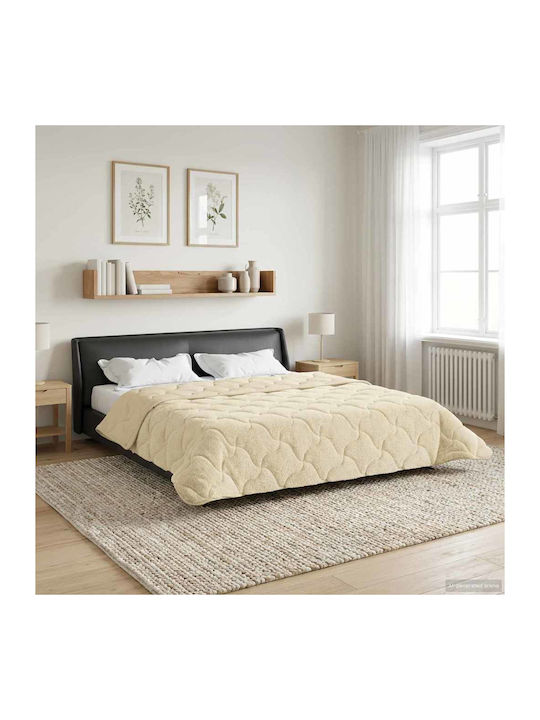 vidaXL Pătură Fleece Dublă 200x240 cm Crem