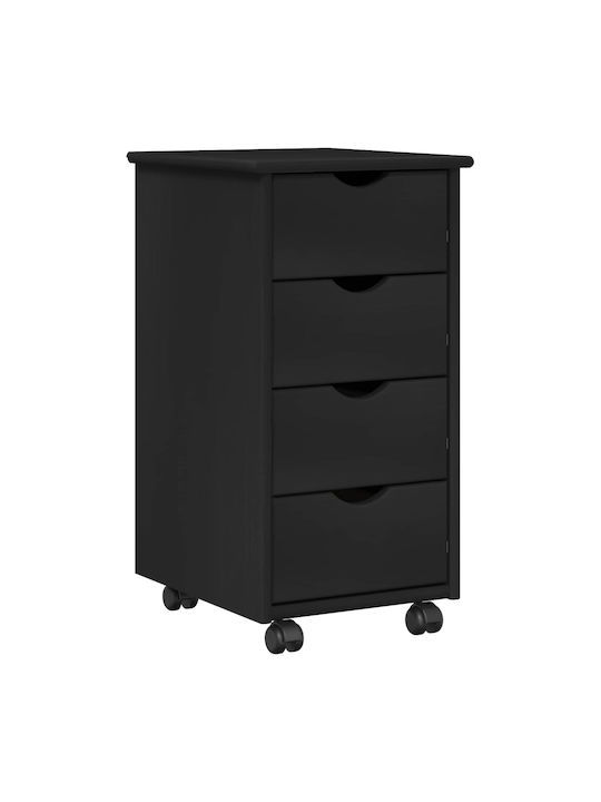 Office Drawer from Solid Wood Black 34x39x65.5cm