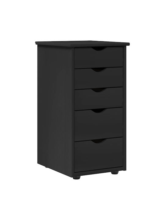 Office Drawer from Solid Wood Black 34x39x61.5cm